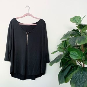 Black Zip Front Top